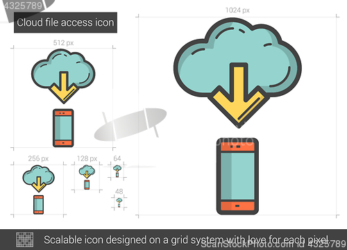 Image of Cloud file access line icon.