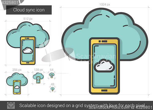 Image of Cloud sync line icon.