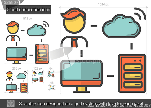 Image of Cloud connection line icon.