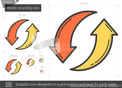 Image of Waste recycling line icon.