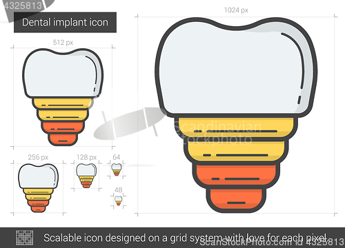 Image of Dental implant line icon.