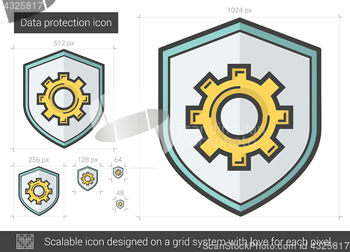 Image of Data protection line icon.