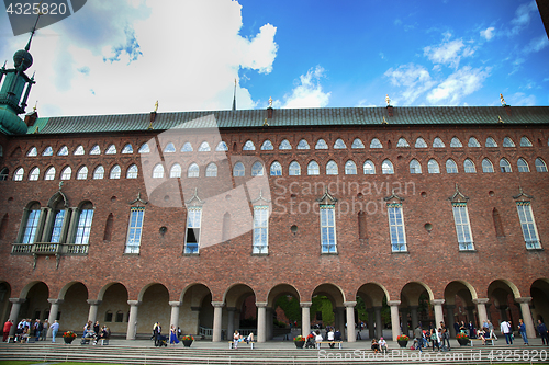 Image of STOCKHOLM, SWEDEN - AUGUST 20, 2016: Tourists walk and visit Sto