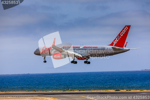 Image of ARECIFE, SPAIN - APRIL, 15 2017: Boeing 757 - 200 of JET2 with t