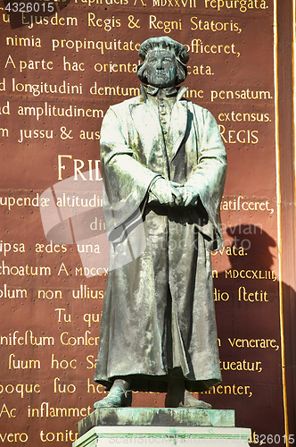 Image of STOCKHOLM, SWEDEN - AUGUST 19, 2016: Statue of the writer Olaus 