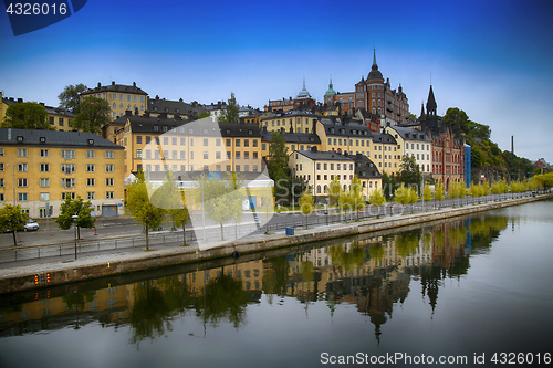 Image of Beautiful view of Sodermalm district in Stockholm, Sweden