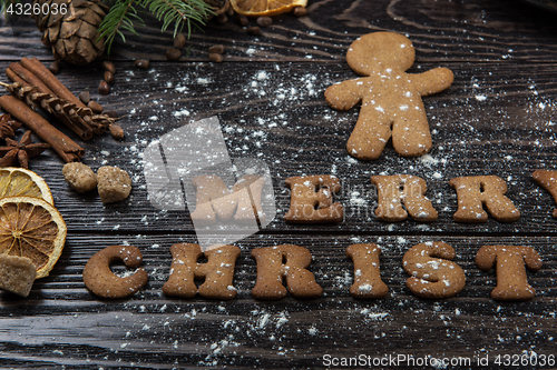 Image of Gingerbreads and coffee for new years or christmas