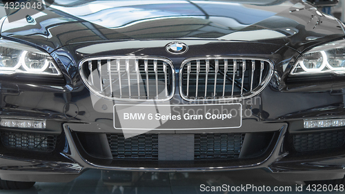 Image of Front view of new luxury BMW Grand Coupe 6 series