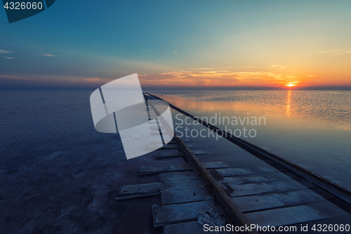 Image of Beauty sunset on salty lake