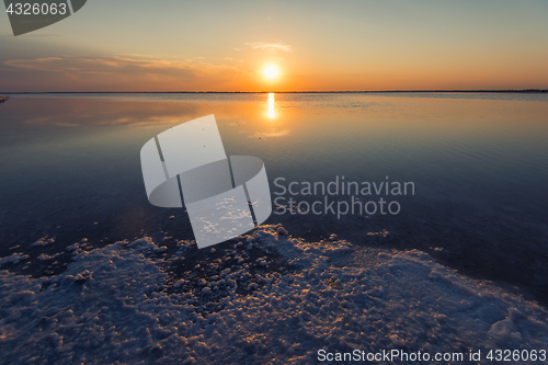 Image of Beauty sunset on salty lake