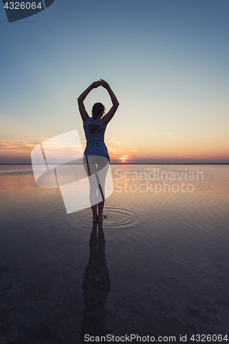 Image of Beauty sunset on salty lake