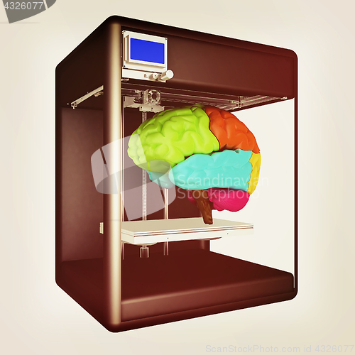 Image of Medical 3d printer for duplication of human brain. 3D Bio-printe