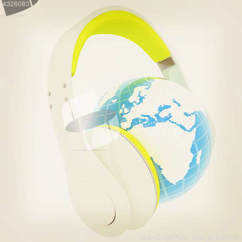 Image of Abstract symbol music and earth. 3d illustration. Vintage style