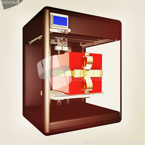 Image of 3d printer - gift. Modern technologies. Creating products of the