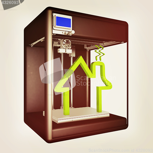 Image of Industrial 3D printer prints a house concept. 3d illustration. V