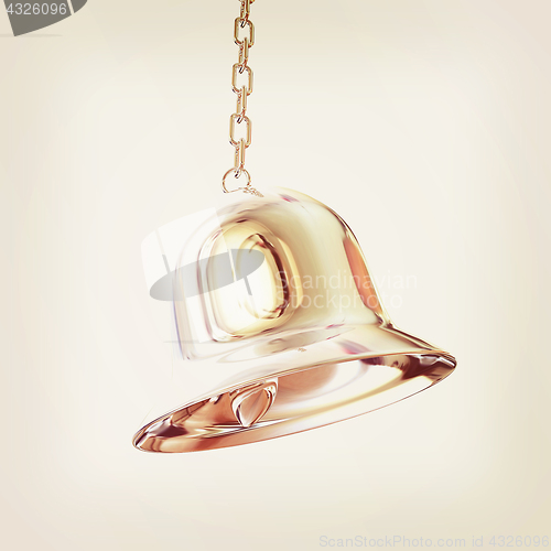 Image of Shiny metal bell isolated on white background. 3d illustration. 