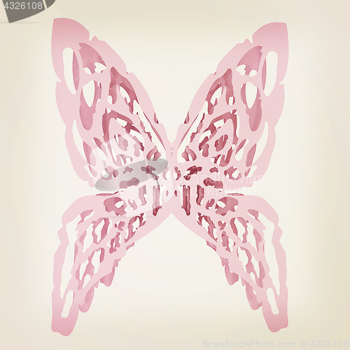 Image of Origami paper butterfly. 3d illustration. Vintage style