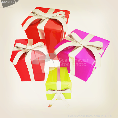 Image of Gift boxes. 3d illustration. Vintage style