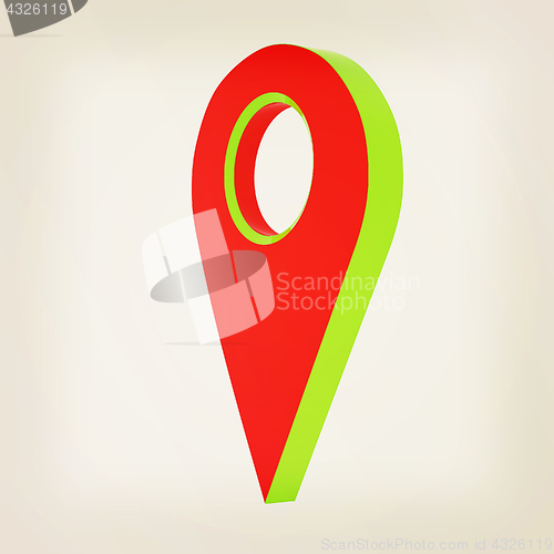 Image of Realistic 3d pointer of map. 3d illustration. Vintage style