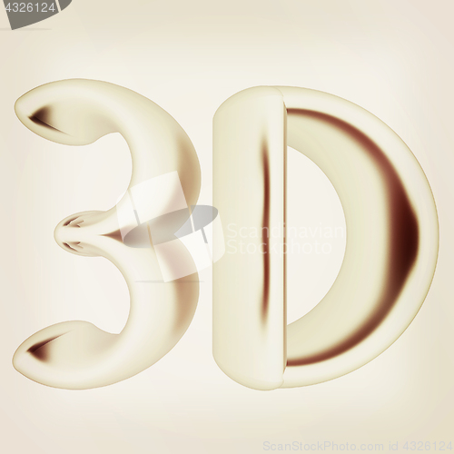 Image of 3D word. 3D illustration. Vintage style