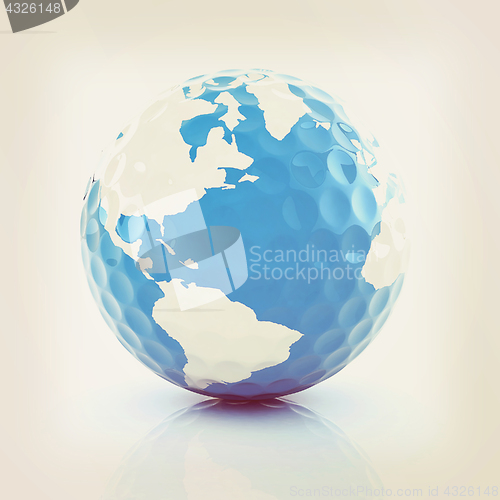 Image of Conceptual 3d illustration. Golf ball world globe. Vintage style