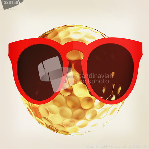 Image of Golf Ball With Sunglasses. 3d illustration. Vintage style