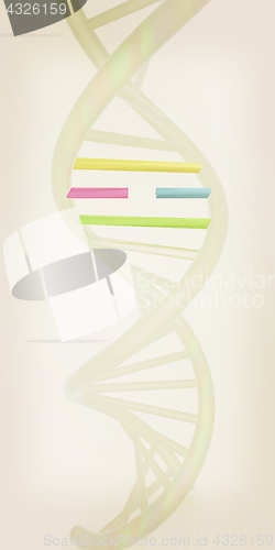 Image of DNA structure model on white. 3d illustration. Vintage style