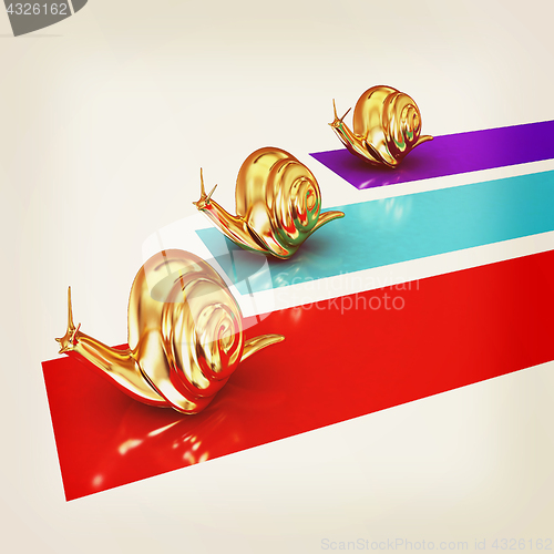 Image of Racing snails. 3D illustration. Vintage style