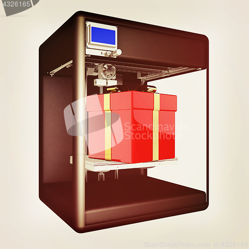 Image of 3d printer - gift. Modern technologies. Creating products of the