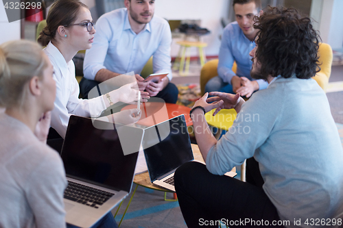 Image of Startup Business Team At A Meeting at modern office building