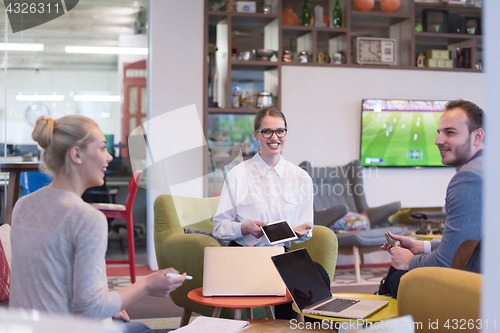 Image of Startup Business Team At A Meeting at modern office building