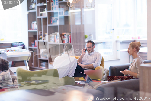 Image of Startup Business Team At A Meeting at modern office building