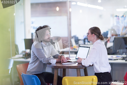 Image of startup Business team Working With laptop in creative office