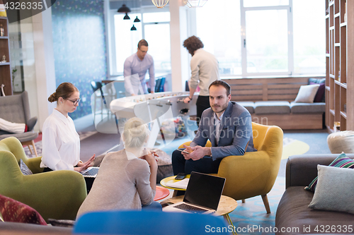 Image of Startup Business Team At A Meeting at modern office building