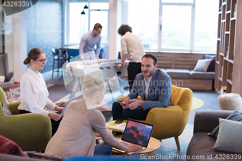Image of Startup Business Team At A Meeting at modern office building