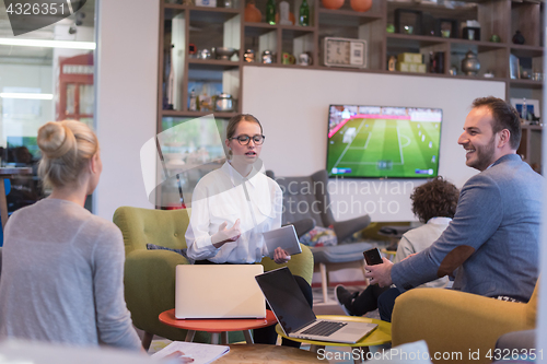 Image of Startup Business Team At A Meeting at modern office building