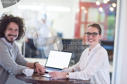 Image of startup Business team Working With laptop in creative office