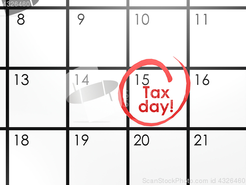 Image of Tax day on white calendar