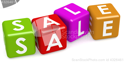 Image of Colorful cube with sale word