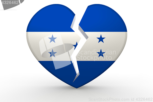 Image of Broken white heart shape with Honduras flag