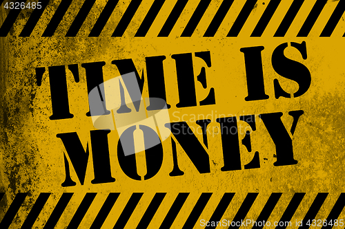Image of Time is money sign yellow with stripes