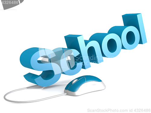 Image of School word with blue mouse