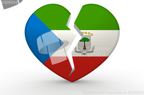 Image of Broken white heart shape with Equatorial Guinea flag