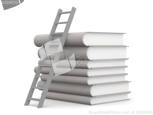 Image of Pile of white books with a stair