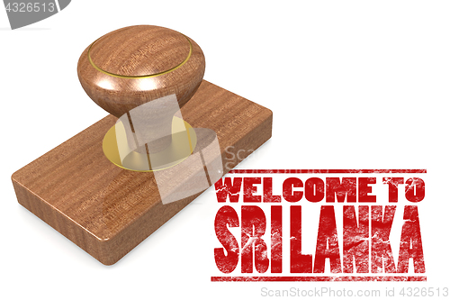 Image of Red rubber stamp with welcome to Sri Lanka