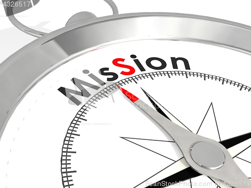 Image of Mission word on metallic compass