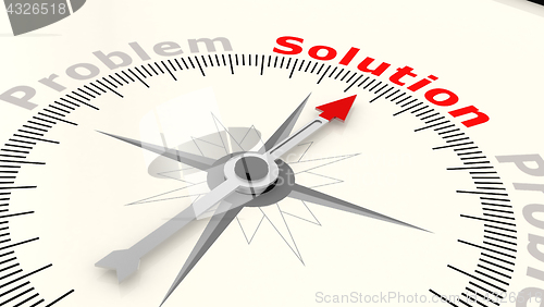 Image of Compass with arrow pointing to the word solution