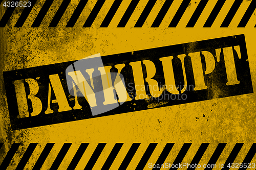 Image of Bankrupt sign yellow with stripes