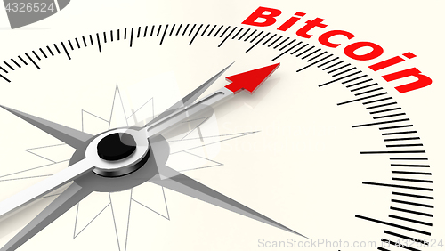 Image of Compass with arrow pointing to the word Bitcoin