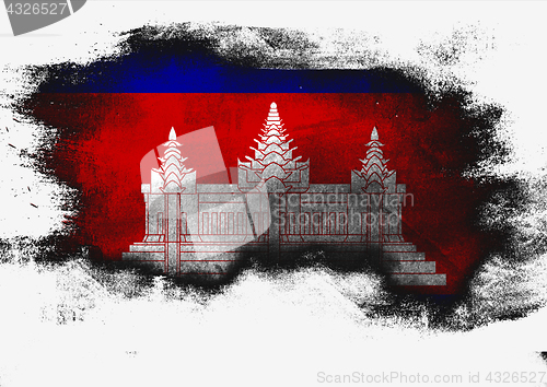 Image of Cambodia flag painted with brush